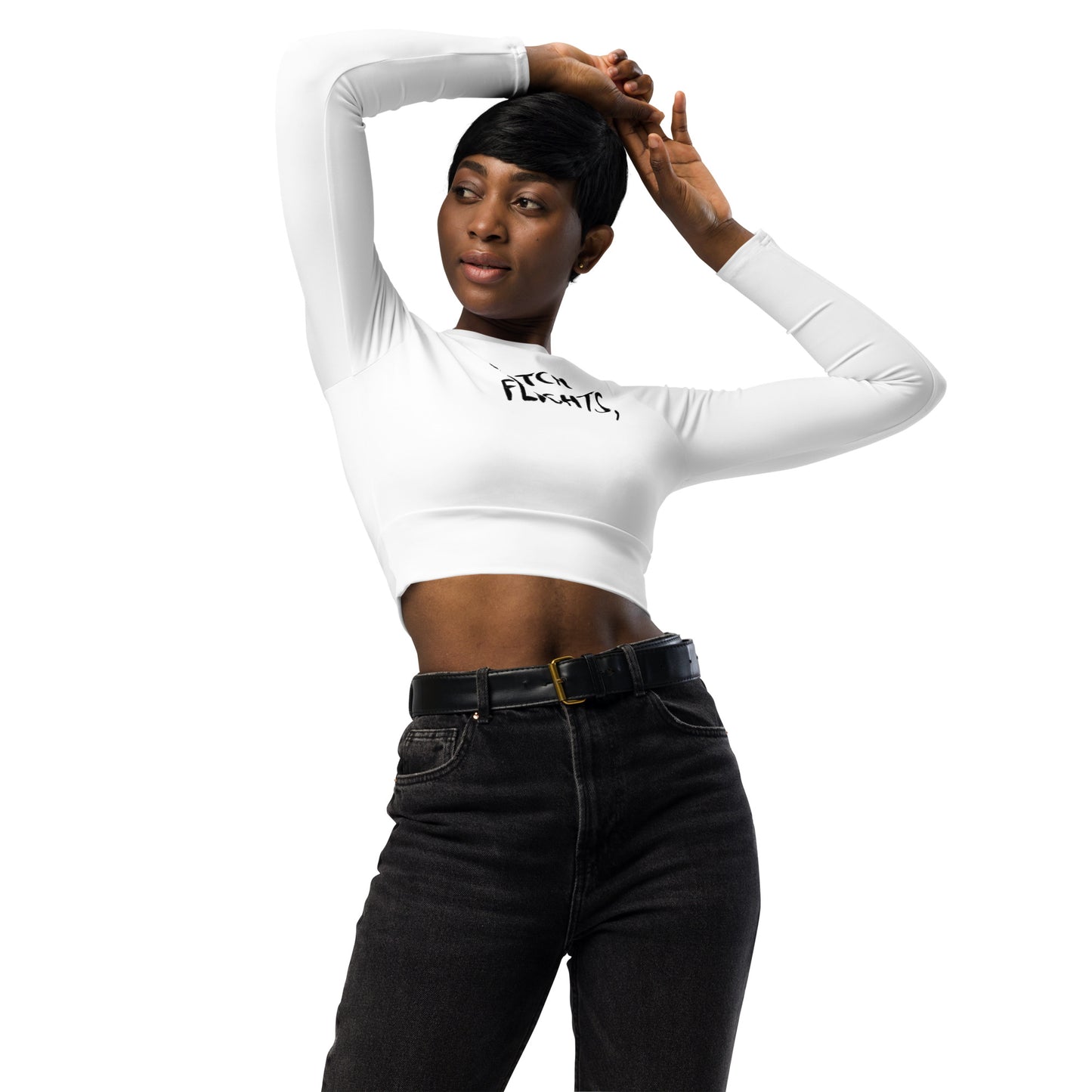 Catch Flights Recycled long-sleeve crop top