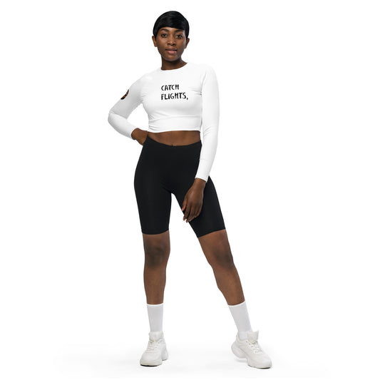 Catch Flights Recycled long-sleeve crop top